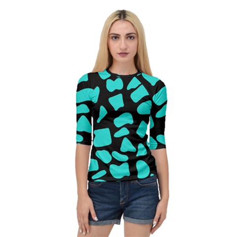 Neon Cow Dots Blue Turquoise And Black Quarter Sleeve Raglan Tee by ConteMonfrey