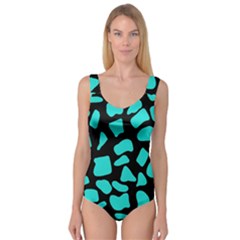 Neon Cow Dots Blue Turquoise And Black Princess Tank Leotard  by ConteMonfrey