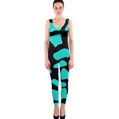 Neon Cow Dots Blue Turquoise And Black One Piece Catsuit by ConteMonfrey