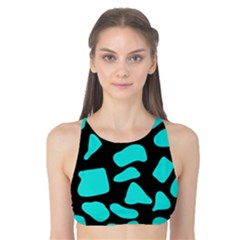 Neon Cow Dots Blue Turquoise And Black Tank Bikini Top by ConteMonfrey