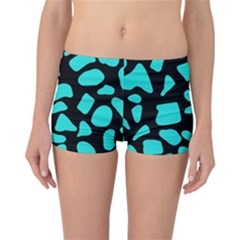 Neon Cow Dots Blue Turquoise And Black Reversible Boyleg Bikini Bottoms by ConteMonfrey