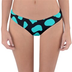 Neon Cow Dots Blue Turquoise And Black Reversible Hipster Bikini Bottoms by ConteMonfrey