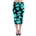 Neon cow dots blue turquoise and black Midi Pencil Skirt View1