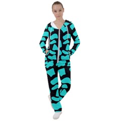 Neon Cow Dots Blue Turquoise And Black Women s Tracksuit by ConteMonfrey