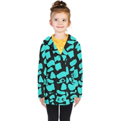 Neon Cow Dots Blue Turquoise And Black Kids  Double Breasted Button Coat by ConteMonfrey