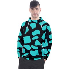 Neon Cow Dots Blue Turquoise And Black Men s Pullover Hoodie by ConteMonfrey