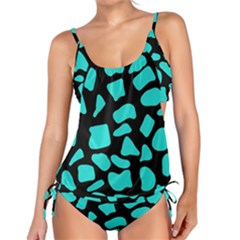 Neon Cow Dots Blue Turquoise And Black Tankini Set by ConteMonfrey