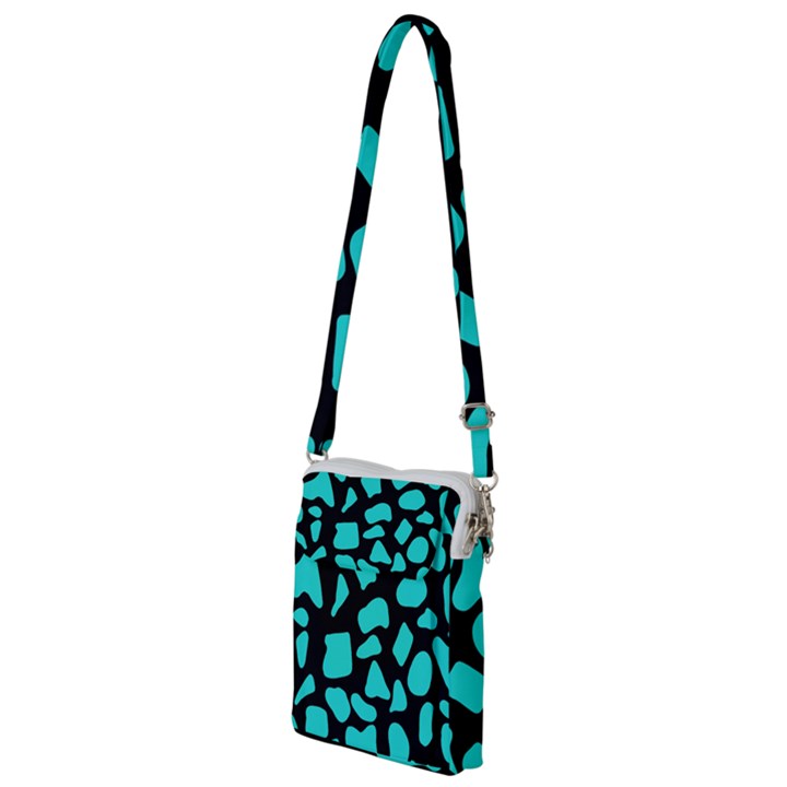 Neon cow dots blue turquoise and black Multi Function Travel Bag