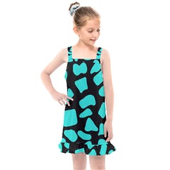 Neon Cow Dots Blue Turquoise And Black Kids  Overall Dress by ConteMonfrey