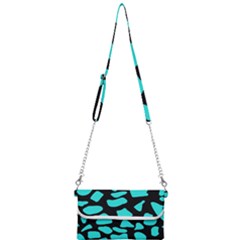 Neon Cow Dots Blue Turquoise And Black Mini Crossbody Handbag by ConteMonfrey