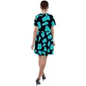 Neon cow dots blue turquoise and black Short Sleeve Shoulder Cut Out Dress  View2