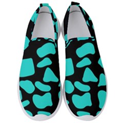 Neon Cow Dots Blue Turquoise And Black Men s Slip On Sneakers by ConteMonfrey