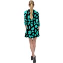 Neon cow dots blue turquoise and black Mini Skater Shirt Dress View2