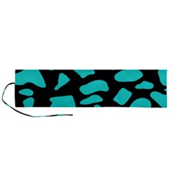 Neon Cow Dots Blue Turquoise And Black Roll Up Canvas Pencil Holder (l) by ConteMonfrey