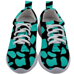 Neon Cow Dots Blue Turquoise And Black Kids Athletic Shoes by ConteMonfrey