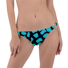 Neon Cow Dots Blue Turquoise And Black Ring Detail Bikini Bottom by ConteMonfrey