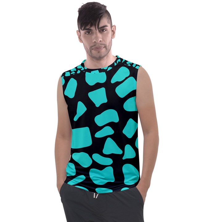 Neon cow dots blue turquoise and black Men s Regular Tank Top