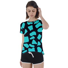 Neon Cow Dots Blue Turquoise And Black Short Sleeve Foldover Tee by ConteMonfrey