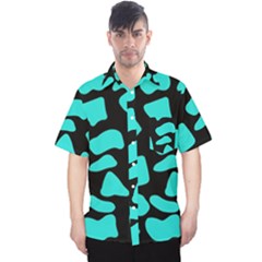 Neon Cow Dots Blue Turquoise And Black Men s Hawaii Shirt