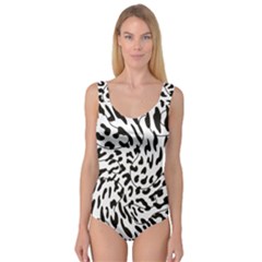 Leopard Print Black And White Princess Tank Leotard  by ConteMonfrey