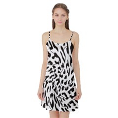 Leopard Print Black And White Satin Night Slip by ConteMonfrey