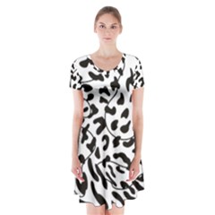 Leopard Print Black And White Short Sleeve V-neck Flare Dress by ConteMonfrey