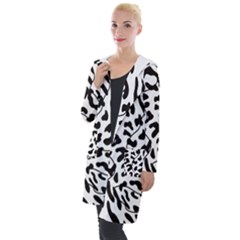 Leopard Print Black And White Hooded Pocket Cardigan by ConteMonfrey