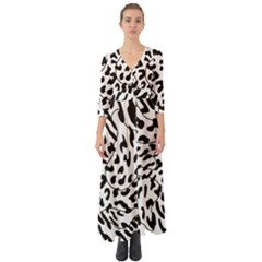 Leopard Print Black And White Button Up Boho Maxi Dress by ConteMonfrey