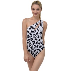 Leopard Print Black And White To One Side Swimsuit by ConteMonfrey