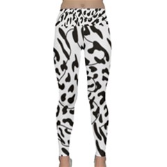 Leopard Print Black And White Lightweight Velour Classic Yoga Leggings by ConteMonfrey