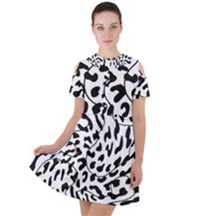 Leopard Print Black And White Short Sleeve Shoulder Cut Out Dress  by ConteMonfrey