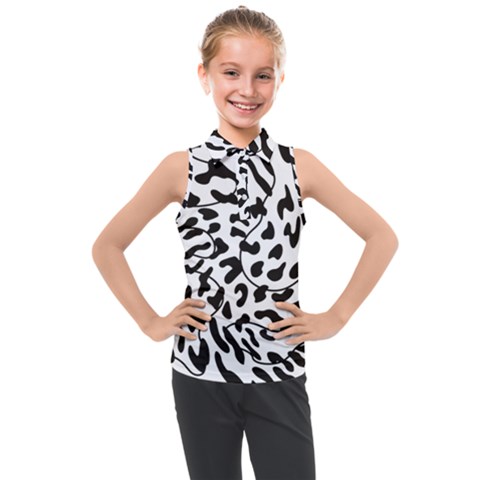 Leopard Print Black And White Kids  Sleeveless Polo Tee by ConteMonfrey