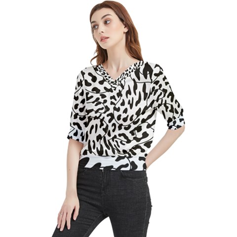 Leopard Print Black And White Quarter Sleeve Blouse by ConteMonfrey