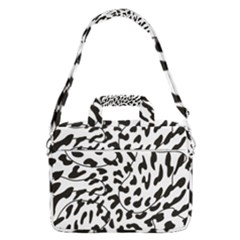 Leopard Print Black And White Macbook Pro 16  Shoulder Laptop Bag by ConteMonfrey