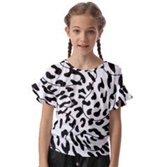 Leopard Print Black And White Kids  Cut Out Flutter Sleeves by ConteMonfrey