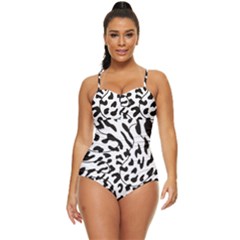 Leopard Print Black And White Retro Full Coverage Swimsuit by ConteMonfrey