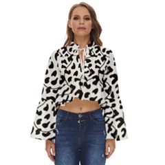 Leopard Print Black And White Boho Long Bell Sleeve Top by ConteMonfrey