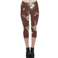 Rabbits, Owls And Cute Little Porcupines  Capri Leggings  by ConteMonfrey