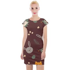 Rabbits, Owls And Cute Little Porcupines  Cap Sleeve Bodycon Dress by ConteMonfrey