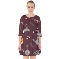 Rabbits, Owls And Cute Little Porcupines  Smock Dress by ConteMonfrey