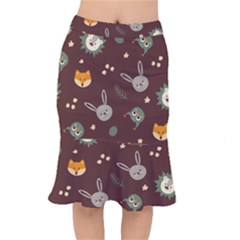 Rabbits, Owls And Cute Little Porcupines  Short Mermaid Skirt by ConteMonfrey