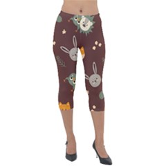 Rabbits, Owls And Cute Little Porcupines  Lightweight Velour Capri Leggings  by ConteMonfrey