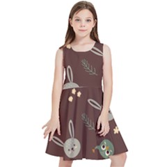 Rabbits, Owls And Cute Little Porcupines  Kids  Skater Dress by ConteMonfrey