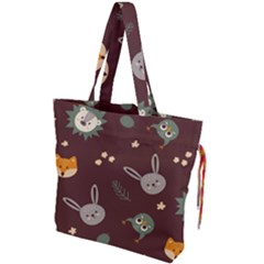 Rabbits, Owls And Cute Little Porcupines  Drawstring Tote Bag by ConteMonfrey