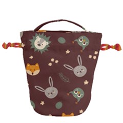 Rabbits, Owls And Cute Little Porcupines  Drawstring Bucket Bag by ConteMonfrey