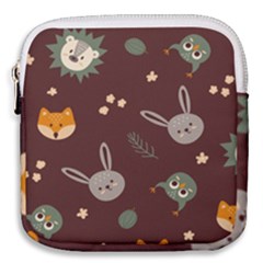 Rabbits, Owls And Cute Little Porcupines  Mini Square Pouch by ConteMonfrey