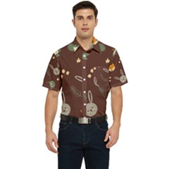 Rabbits, Owls And Cute Little Porcupines  Men s Short Sleeve Pocket Shirt  by ConteMonfrey