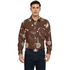 Rabbits, Owls And Cute Little Porcupines  Men s Long Sleeve Pocket Shirt  by ConteMonfrey