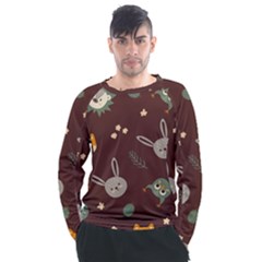 Rabbits, Owls And Cute Little Porcupines  Men s Long Sleeve Raglan Tee