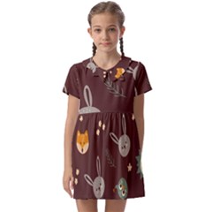 Rabbits, Owls And Cute Little Porcupines  Kids  Asymmetric Collar Dress by ConteMonfrey